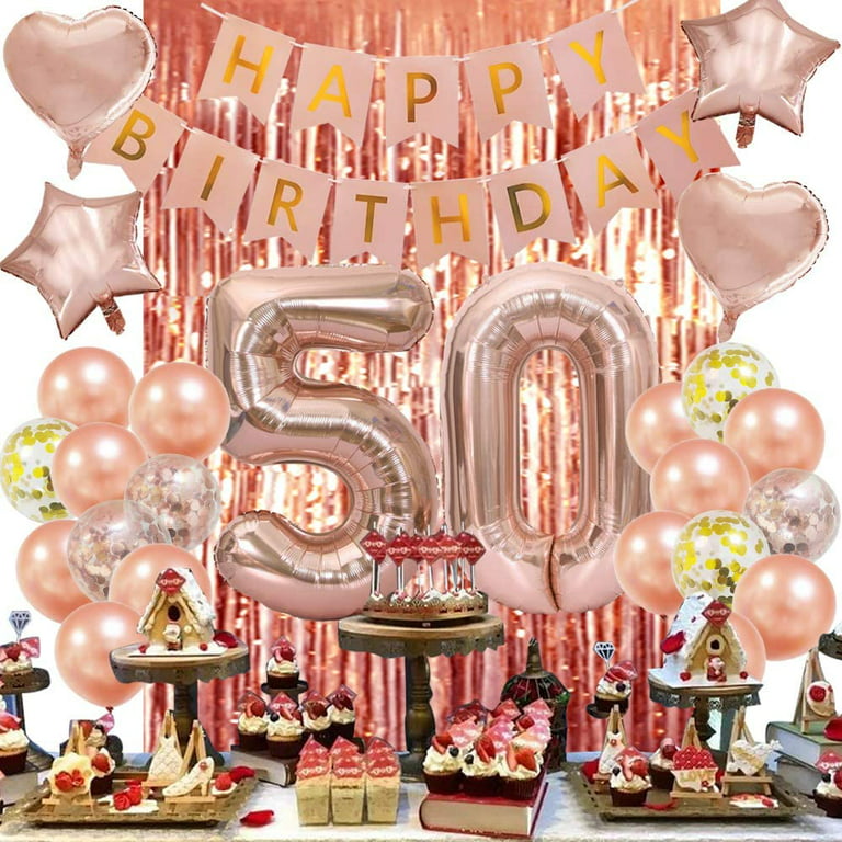 50th Birthday Decorations Happy 50th Birthday Decorations 50 Party  Decorations for Women Rose Gold 