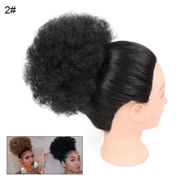 Extensiones de cabello sintético para moño, moño Afro con Clip corto en cola de caballo con cordón, moño rizado