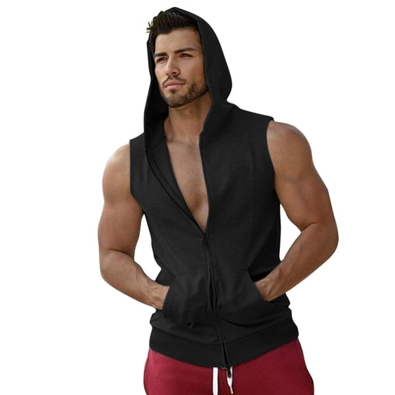 Men Casual Fitness Casual Double Zipper Tank Tops Sleeveless Vest Top Male Cool Camis Dailywear