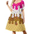 thumbnail image 1 of Waffle C Neopolitan Ice Cream With Sprinkles-Vestido de manga corta Vestido largo Falda de mujer vestidos de noche para mujer, 1 of 6
