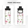 thumbnail image 3 of 18oz Sports Insulated Kettle Double Wall Vacuum Insulated Water Bottle With Leak Proof Flip Lid For Gym Outdoor Commuting Camping Cute Flamingo Tropical Leaves, 3 of 9