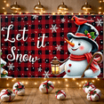 thumbnail image 3 of Festive Design Christmas Banner Winter Snowman Holiday Decoration Red Plaid Print Let It Snow for Christmas Party Winter Decor Indoor Celebration, 3 of 7