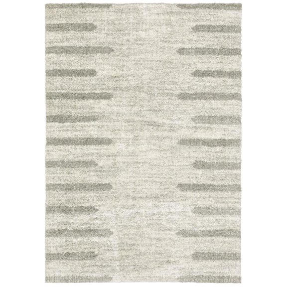 Oriental Weavers Verona Area Rug - 5605H - 2' x 3' - in Ivory/ Gray - Plush Soft Shag, Modern Style, Stain Resistant, Cushion Feel, Entryway, Bathroom Accent Rug