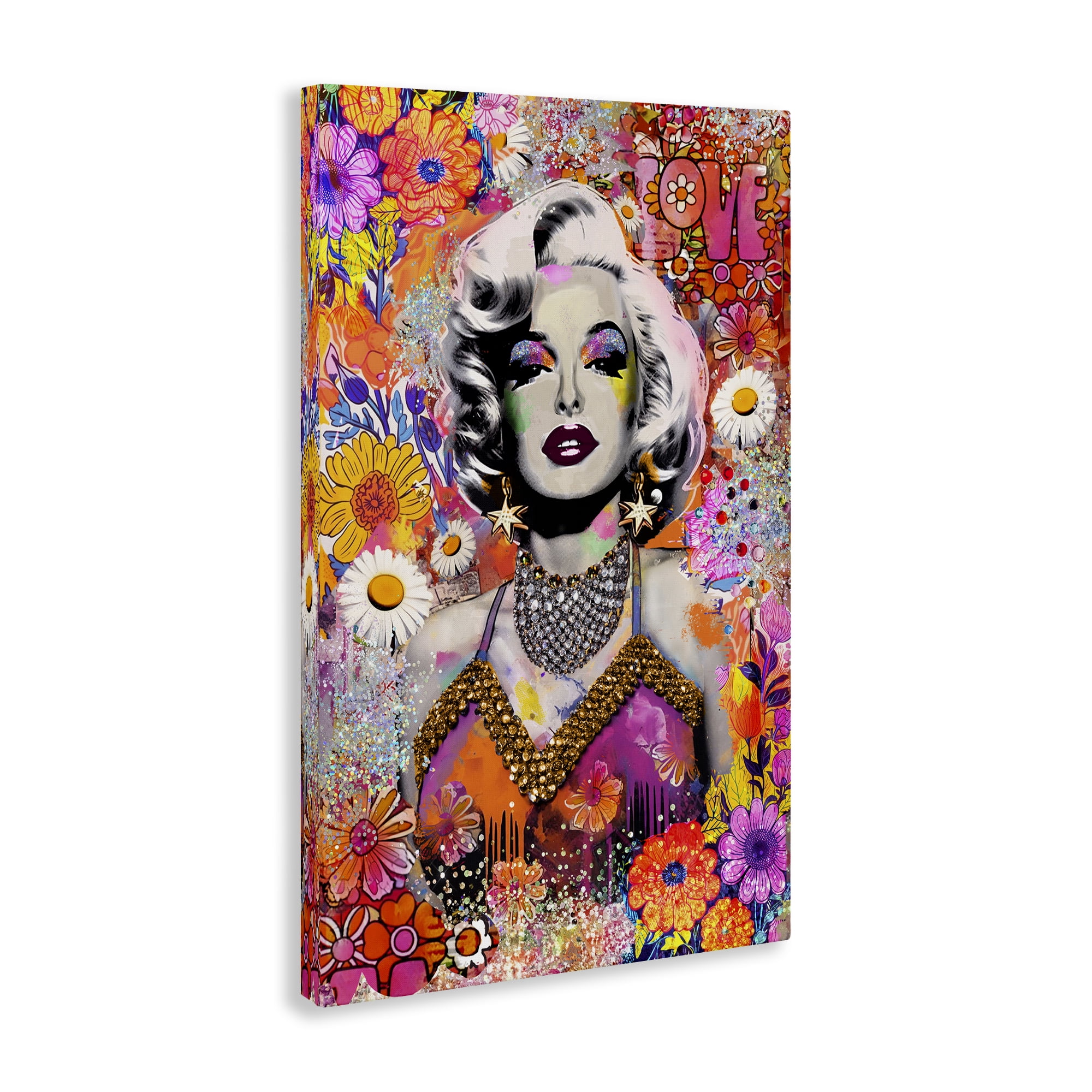 Stupell Industries Hippie Bedecked Marilyn People Painting Wrapped Canvas Art Print Wall Art, 30 x 45