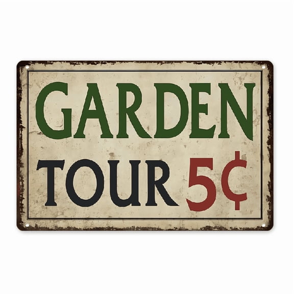 Garden Tin Sign Outdoor Gardening Metal Signs, Garden Tours 5 Cents, Retro Hummingbird Welcome Sign Decorative Flower Sign Cute Signs Vintage Secret Garden Decor Farm Signs Home Decor Wall