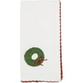 thumbnail image 3 of Fennco Styles Embroidered Holiday Wreath Whip Stitch Cloth Napkins 18" W x 18" L, Set of 4 - White Cotton Dinner Napkins for Winter Festivals, Christmas, Banquets, and Special Events, 3 of 4