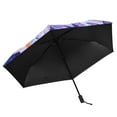 thumbnail image 4 of Butterflies in Purple Compact Folding Umbrella for Rain Windproof Travel Umbrella UPF 50+ Lightweight Packable Arc Size, 4 of 8