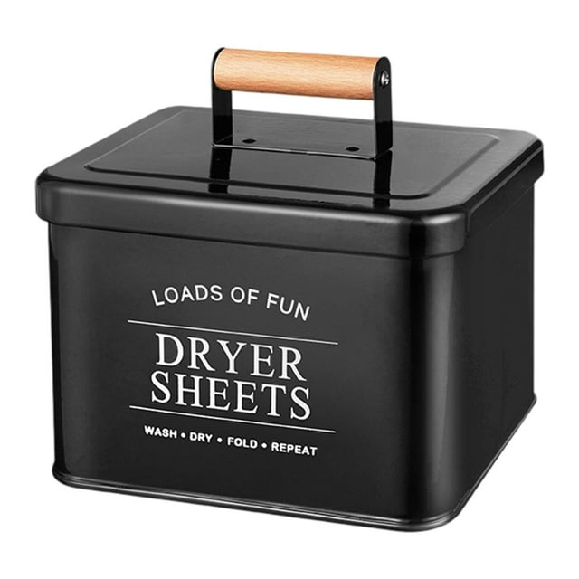 Luzkey Laundry Dryer Sheet Container Dustproof with Lid for Dorm Wash Room Bathroom Black