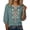 Blue, variant on Boho Puff Sleeve Cotton Linen Tops for Women 3/4 Sleeve V Neck Breathable Embroidered Top Flowy Floral Shirts Loose Dressy Casual Blouses M