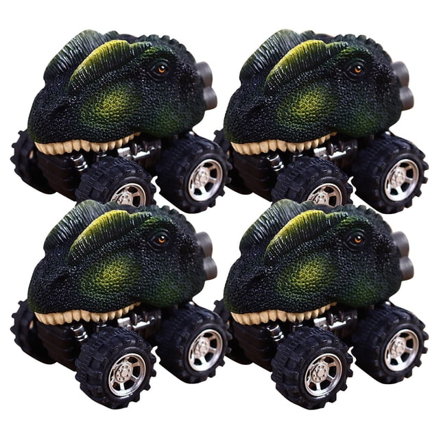 D 4 Pack Dinosaur Pull Back Toy Car Mini Vehicle For Kids Childrens Day Gift Plastic