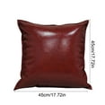 thumbnail image 3 of Oil Wax Leather Solid Color Pillow Cover, Throw Pillow Cover 17.72x17.72 Inch, All Season Decorative Pillow Case for Couch Sofa Porch Chair Indoor Outdoor Home Decor, 3 of 6