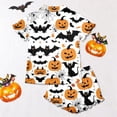 thumbnail image 5 of Halloween Pajama Set for Women Halloween Print Short Sleeve Top and Shorts 2 Piece Separate Casual Sleep Loungewear, 5 of 7