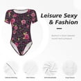 thumbnail image 6 of Rateoe Rose Mix Leopard 2 Printed Women Rash Guard Short Sleeve,Tummy control Swimsuit Surfing Swimsuit Bathing Suit Short-sleeved Onesie UPF 50+, 6 of 6