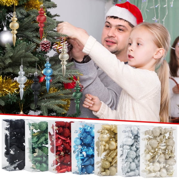 Christmas Ornaments Christmas Balls 6 Pcs Green 4in Finial Drop Christmas Ornament Hanging Christmas Finial Ornaments Shatterproof Christmas ornaments