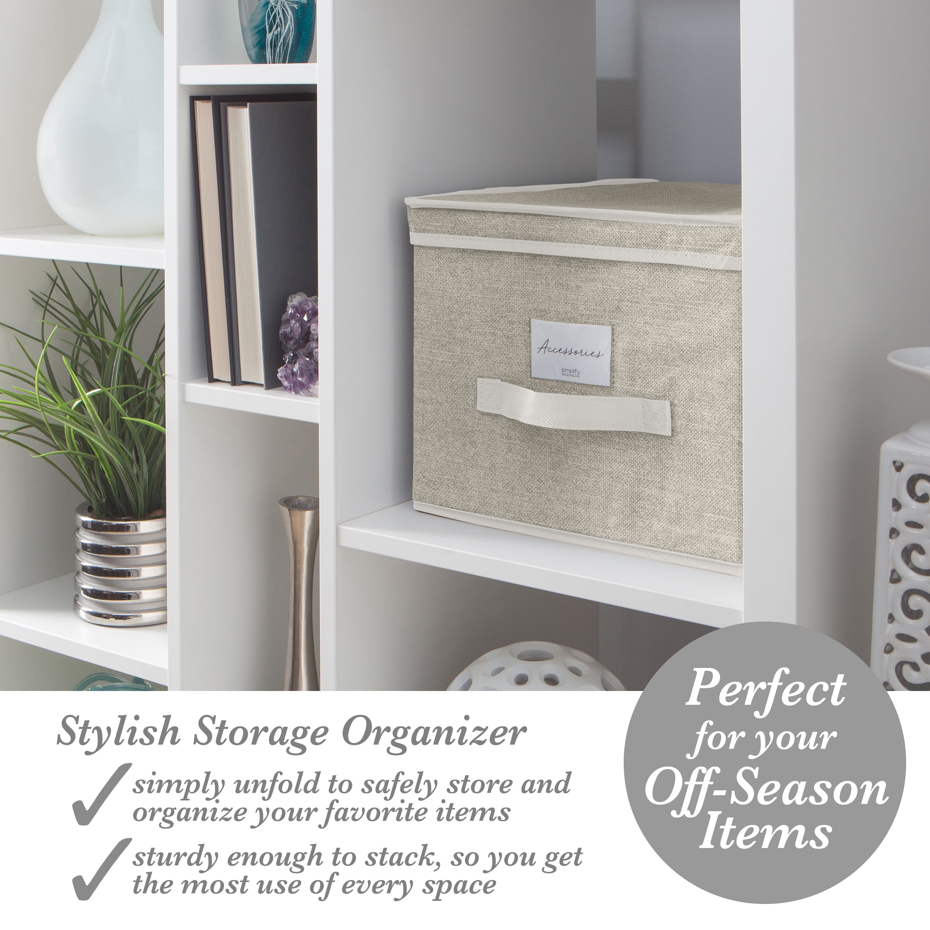 Simplify Large Storage Box in Faux Jute Beige