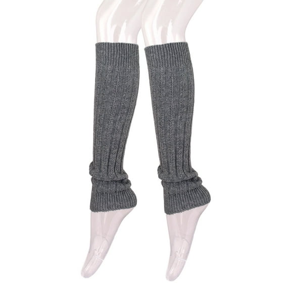 Fancy Slip Stitch Rib Knit Solid Color Leg Warmers