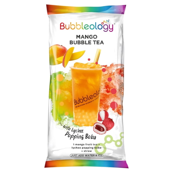 Bubbleology Mango Bubble Tea with Lychee Popping Boba 102.5g   35ml, Imported from Britain