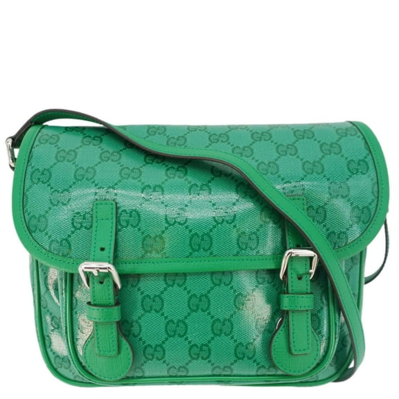 Pre-Owned GUCCI Kids GG Supreme Canvas Shoulder Bag Green 664145