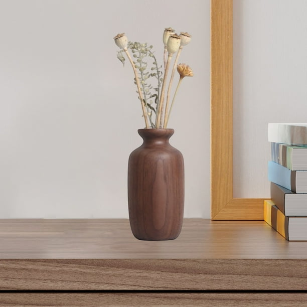 Xihbxyly Jarrón de Madera, Elegante Decoración para El Hogar, Diseño de Madera Natural, Simbolismo Feng Shui, Exhibición de Flores Frescas, Uso Versátil En Interiores, Regalo Perfecto, Tamaño 9 X 4,5