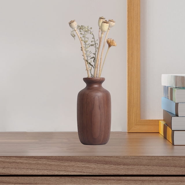 Florero de Madera, Centro de Mesa Decorativo, Macetero Rústico con Acabado Natural, 9x4.5cm para Decoración del Hogar, Sala de Estar, Mesa Auxiliar