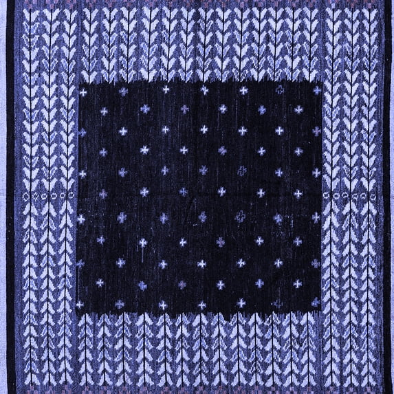 Ahgly Company Indoor Square Abstract Blue Modern Area Rugs, 8' Square