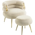 thumbnail image 2 of Velvet Accent Chair with Ottoman Modern Upholstered Armchair Tufted Chair with Metal Frame, Single Leisure Chairs for Living Room, Bedroom, Reading Room, 2 of 8