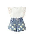 thumbnail image 2 of TopLLC Débardeur Col Rond Définit la Mode Casual Manches Courtes Tops Tank Camisoles Col Rond Botton Solide Pantalons Ensembles Girl Set, 2 of 9