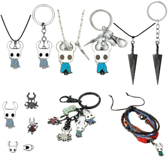 Knight Pendant Necklace, Personalized Hollow Silver Chain Necklaces, 12-Piece Set Pendant Keychains Bracelets Earrings Hip-Hop Jewelry for Men Women, 20inch