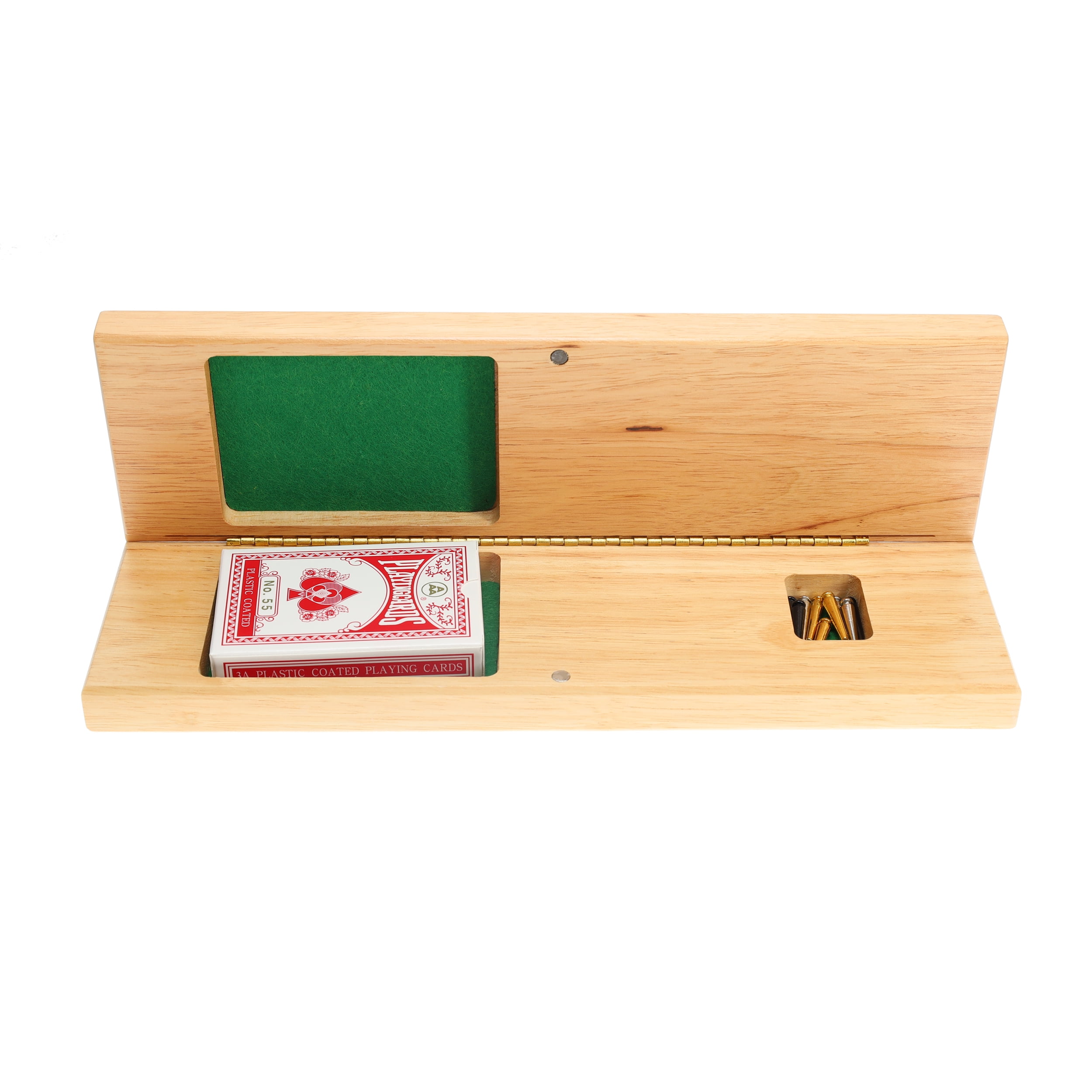 WE Games Wooden Travel Cribbage Board Game Set, Continuous 3 Track for 2-3 Players