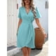 thumbnail image 5 of Vestido Informal de Verano para Mujer, de Corta y Cuello en V, para Vacaciones, Estilo Midi Cruzado con Efecto Piel de Serpiente. Cian M, 5 of 9