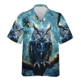 thumbnail image 5 of Camisa hawaiana con estampado 3D de búho misterioso para hombre, blusa con estampado de animales salvajes, camisetas Aloha unisex de verano, camisetas con solapa y mangas cortas, 5 of 5