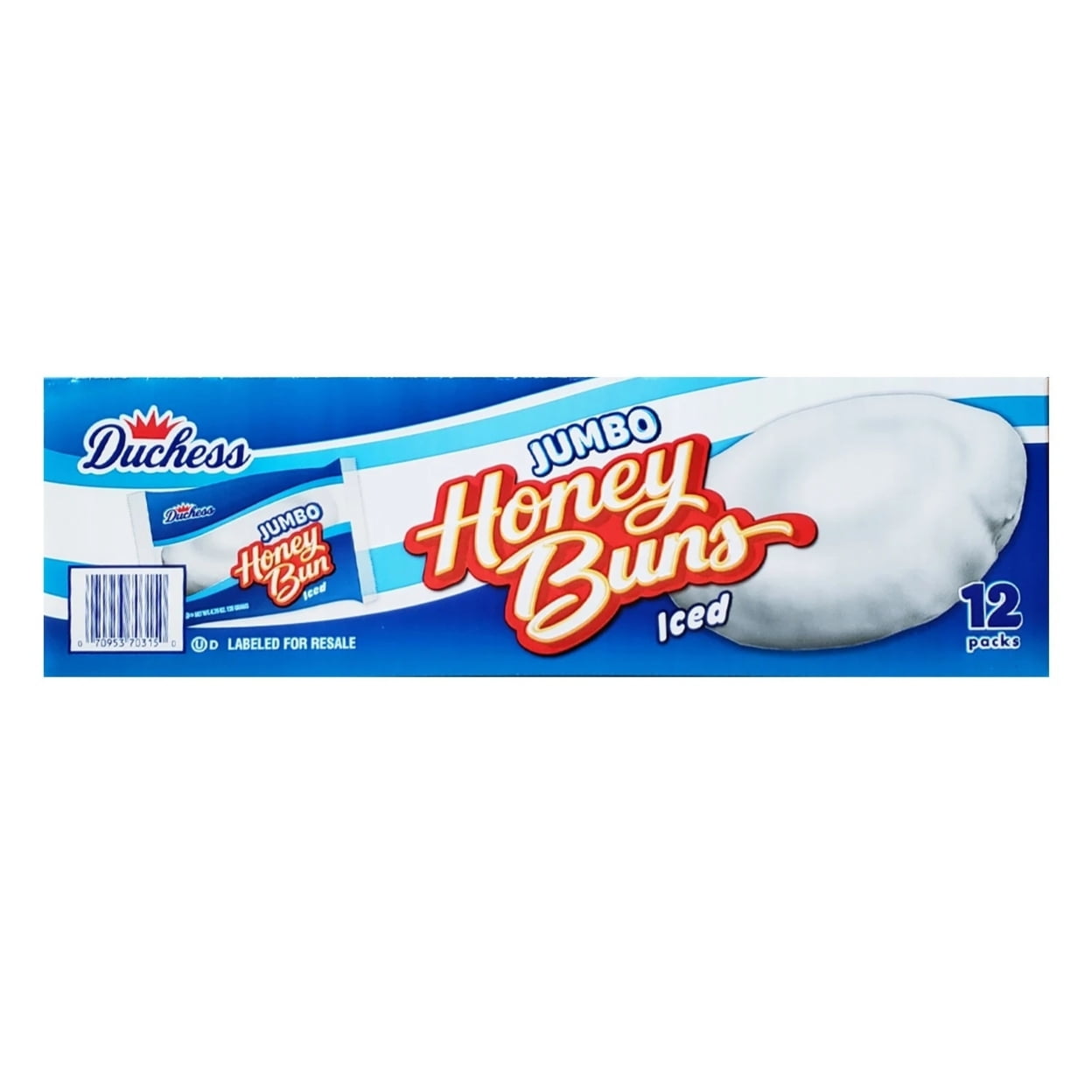 Duchess Jumbo Iced Honey Buns, 4.75 Ounce (Pack of 12)