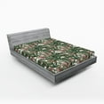 thumbnail image 2 of Ambesonne Exotic Fitted Sheet, Watercolor Bird Strelitzia, Full Size, Olive Green Pale Rust, 2 of 5