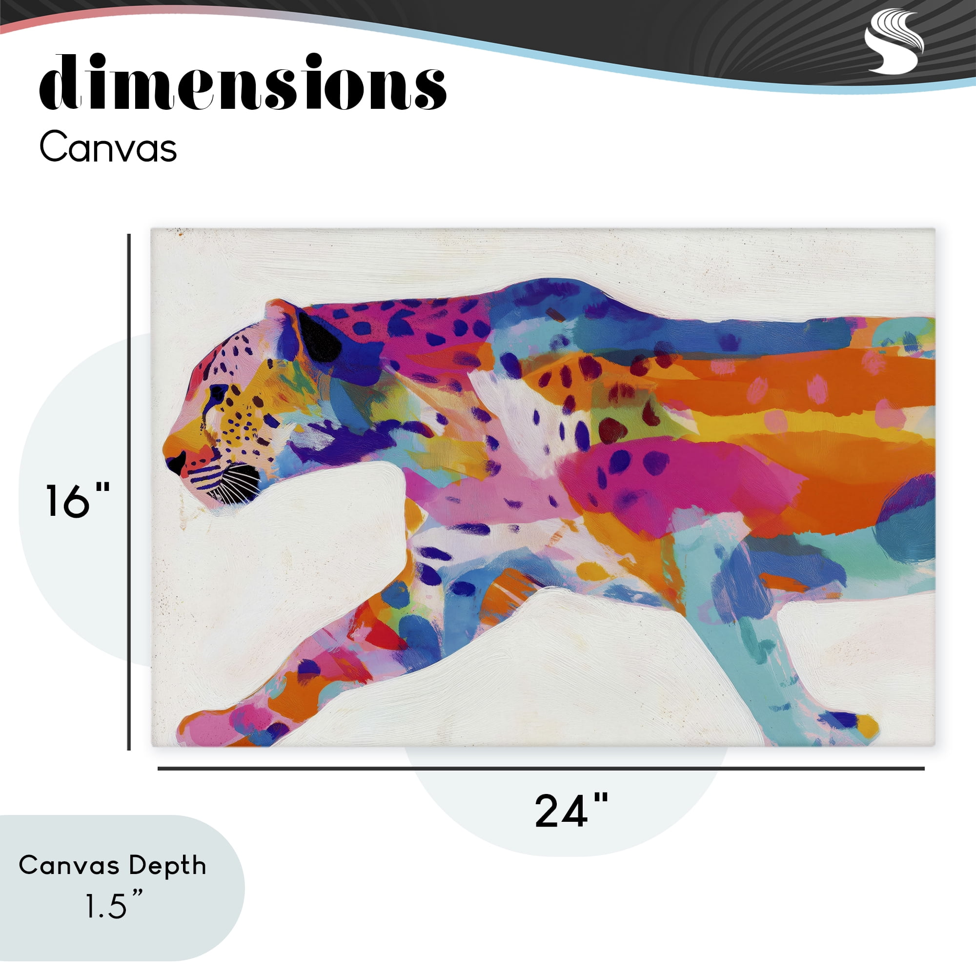 Stupell Industries Vibrant Hued Cheetah In Motion Canvas Wall Art, design by Chromatic Storm Studio