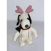 Peanuts Snoopy 8" Puff Plush Reindeer Antlers Christmas Charlie Brown