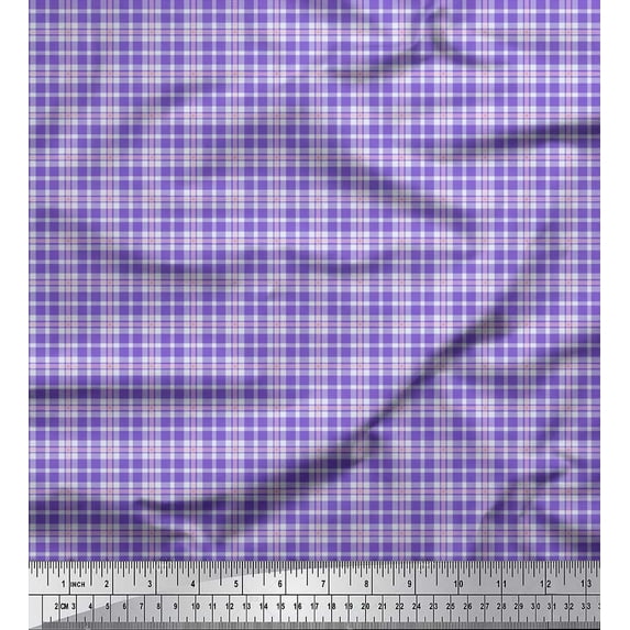 Soimoi Purple Modal Satin Fabric Gingham Check Fabric Prints By Yard 42 Inch Wide