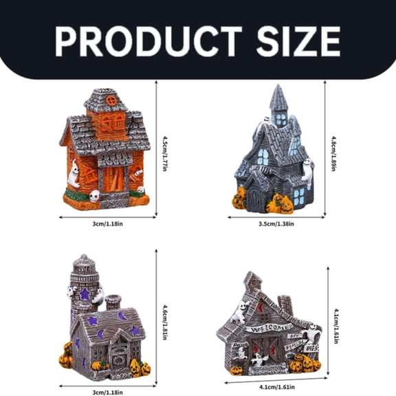 Clearance Under $1.76! 1PACK Resin Miniature House Statue, Halloween Village Decor for Party and Home, Resin, (One Size, D)