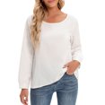 thumbnail image 1 of Blusa suelta para mujer Tallas grandes Manga larga Vintage Camisas sólidas para descansar Vacaciones Tomshoo Jerseys de mujer, 1 of 2