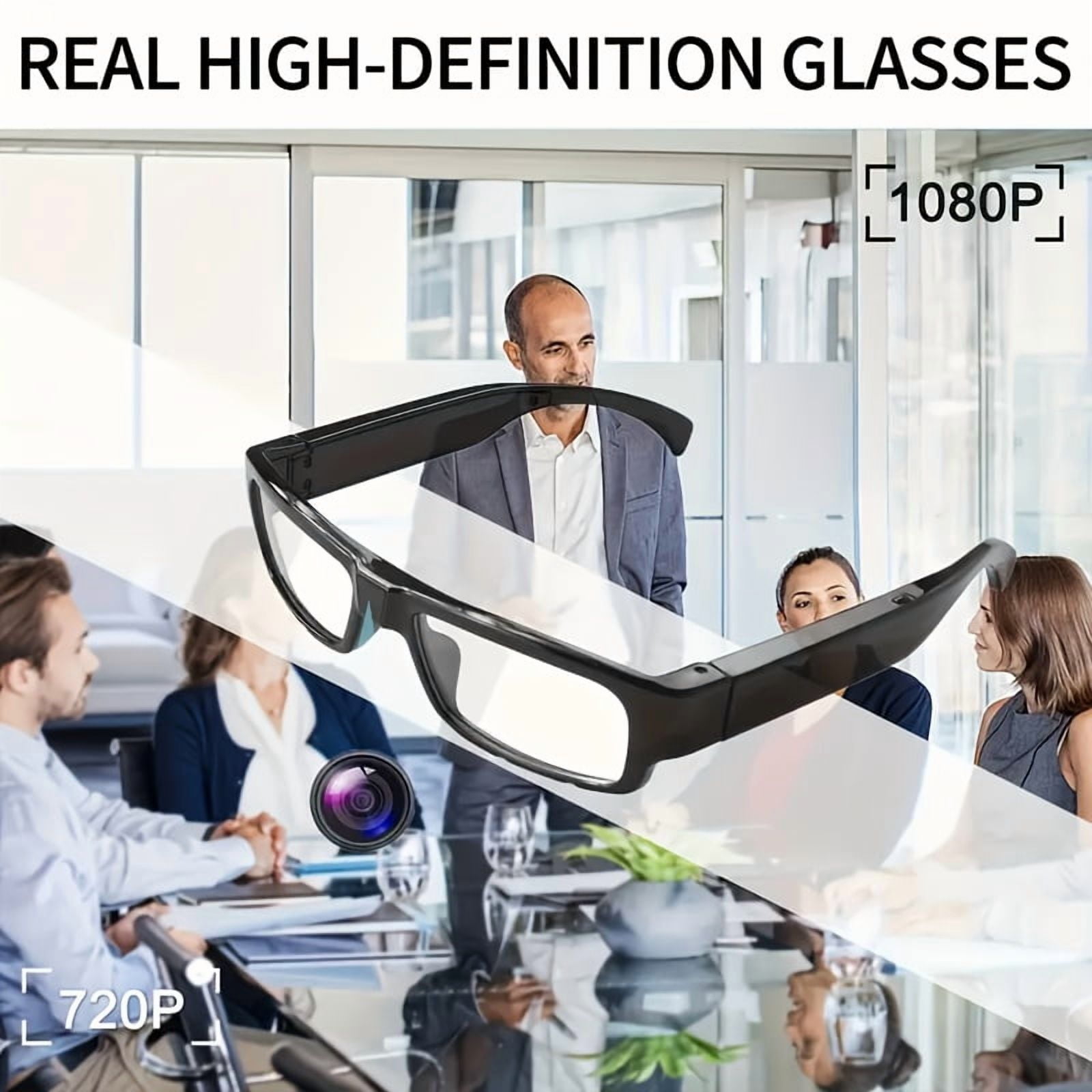 Smart Glasses with Camera, 1080P HD Camera,  Recorder Camcorder Eye Protection DV Camera glasses Video glasses, Recording Portable Camera Ultra Clear Camera Glasses with 64GB Memory Card, Long-lastin
