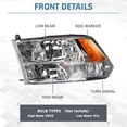 thumbnail image 4 of Chrome Quad Amber Headlights for 2009-2018 Dodge Ram 1500 2500 3500 Headlamps, 4 of 8