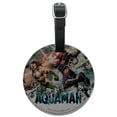 thumbnail image 1 of Aquaman Movie Aquaman vs Black Manta Round Leather Luggage Card Suitcase Carry-On ID Tag, 1 of 8