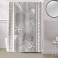 thumbnail image 5 of Fabric Shower Curtain, Vintage Grey Ocean Starfish Jellyfish Coral Striped Bathroom Curtain with 12 Hooks Waterproof No Bad Odor Machine Washable Bath Curtains for Bathroom, Spa Room, 60"x72", 5 of 6