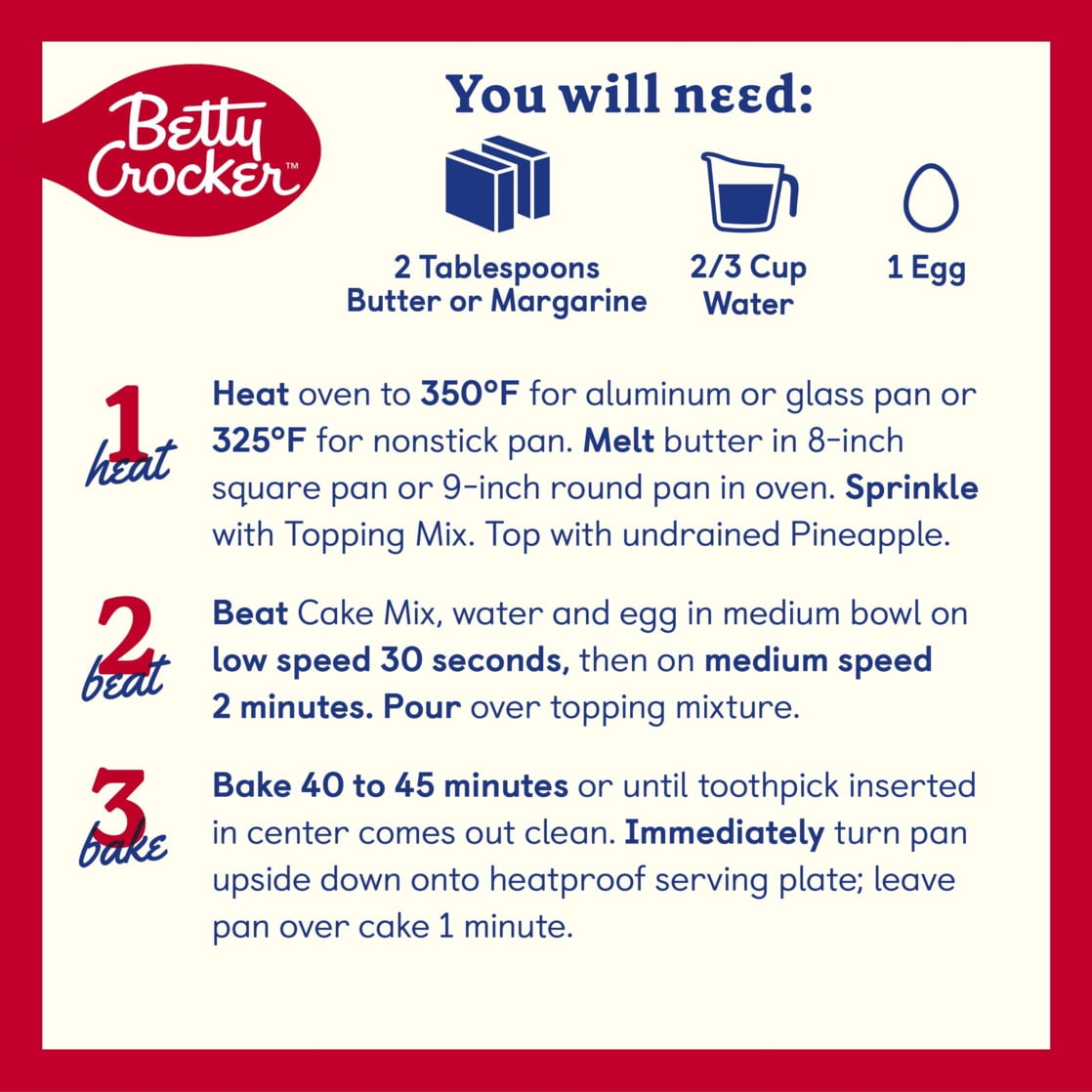 Betty Crocker Pineapple Upside-Down Cake Mix, Made With Real Pineapple, 21.5 oz.