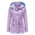 thumbnail image 5 of Vedolay Women Autumn Raincoat Hooded Warm Winter Coat Parka Jacket 2023 Purple,L, 5 of 5
