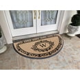 thumbnail image 3 of A1HC Heavy-Duty Semi-Circular Coir and Rubber Doormat, 36"x72" Hand-Flocked Monogrammed Front Porch Entrance Rug with Floral Design, 3 of 5