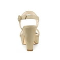 thumbnail image 2 of BLISSFUL STEP Women Platform Slingback Block Heeled Sandals Beige 7.5, 2 of 6