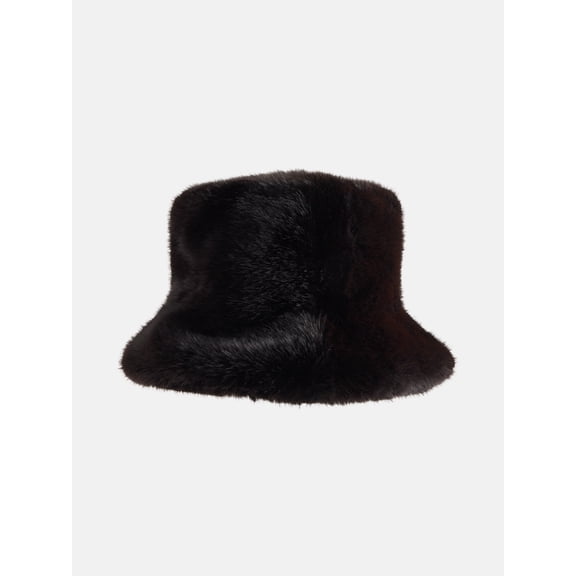 Madden NYC Women's Faux Fur Bucket Hat, Black