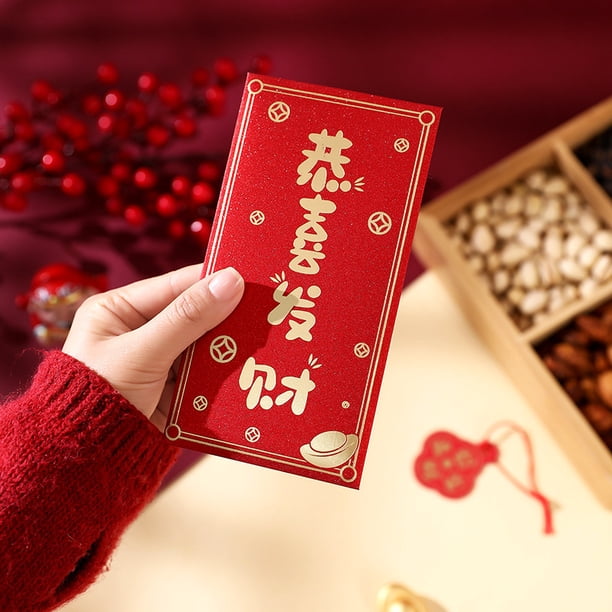 Xiao Hua Sobres rojos de Año Nuevo Chino, 12 sobres para dinero en efectivo, bolsillo de la suerte para Navidad - F03
