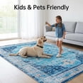 thumbnail image 3 of Wondiair 5x7 Area Rug, Ultra Soft Plush, Machine Washable, Non-Slip, Dusty Blue Floral Floor Rug for Living Room, Bedroom, Dining Room, Hallway, 3 of 10