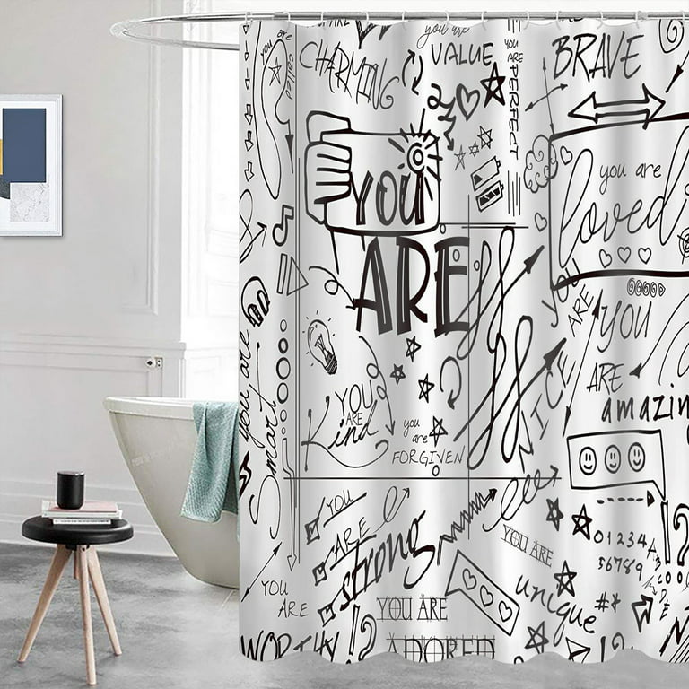 Funny Shower Curtain for Bathroom Accessories Inspirational Funny Quotes Cool Shower Curtain Set 72x72in, Size: 72 x 72, Style 7